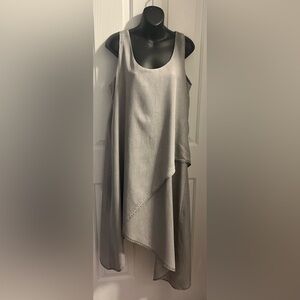 intro. ❤️ Asymmetrical Flowy Tank Dress Size M Gray Soft Handkerchief Hem